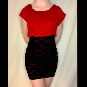 Red and black dress